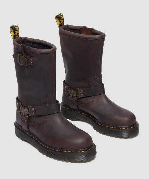 Ботинки ANISTONE HI RIGGER BOOTS Dr. Martens мидл высота, тёмно-коричневые — фото 2