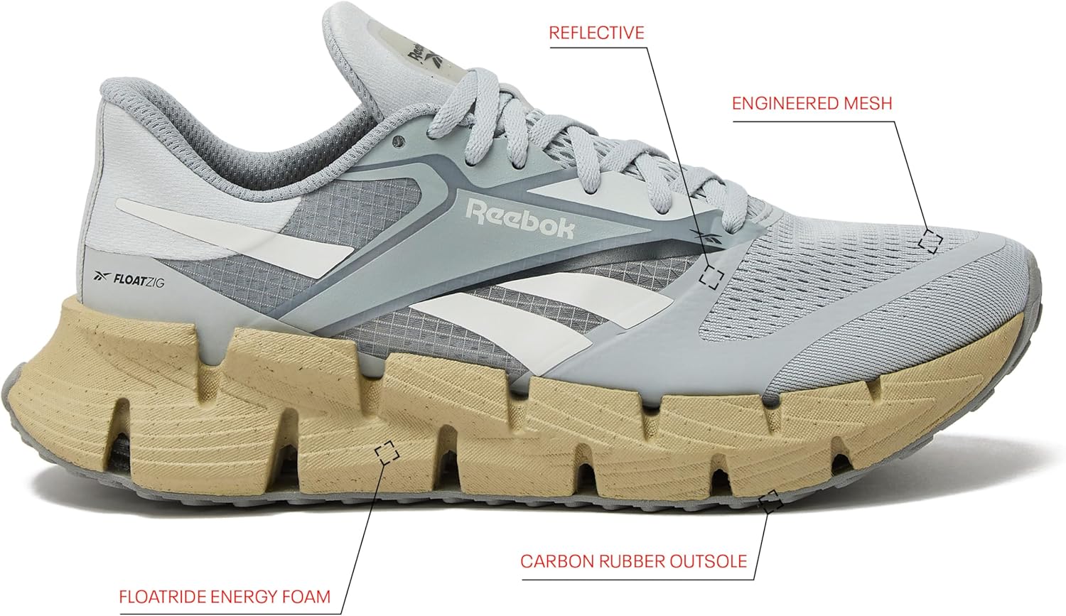 Мужские беговые кроссовки Reebok Floatzig, серый/бежевый — фото 2