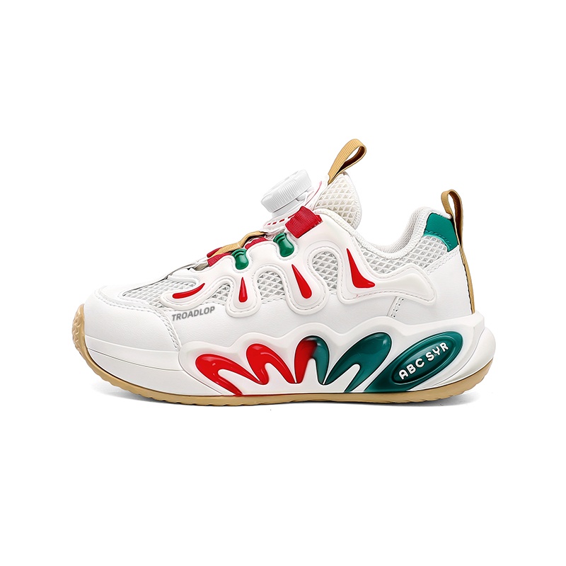 

Нескользящая легкая амортизирующая детская обувь для повседневной носки TROADLOP, белый/красный