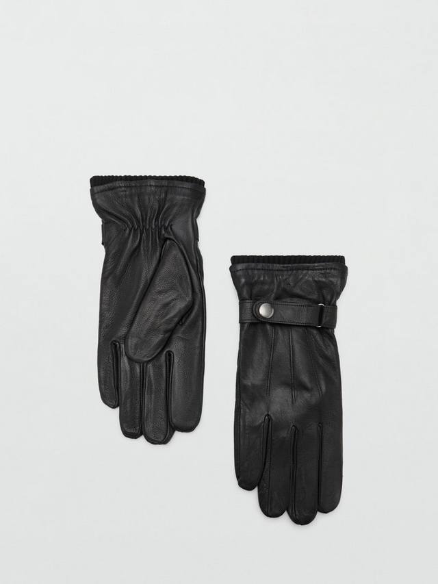 

Ребристые кожаные перчатки Mango, Black