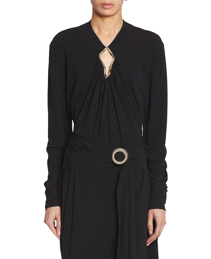 

Топ с драпировкой и люверсами Lanvin, черный