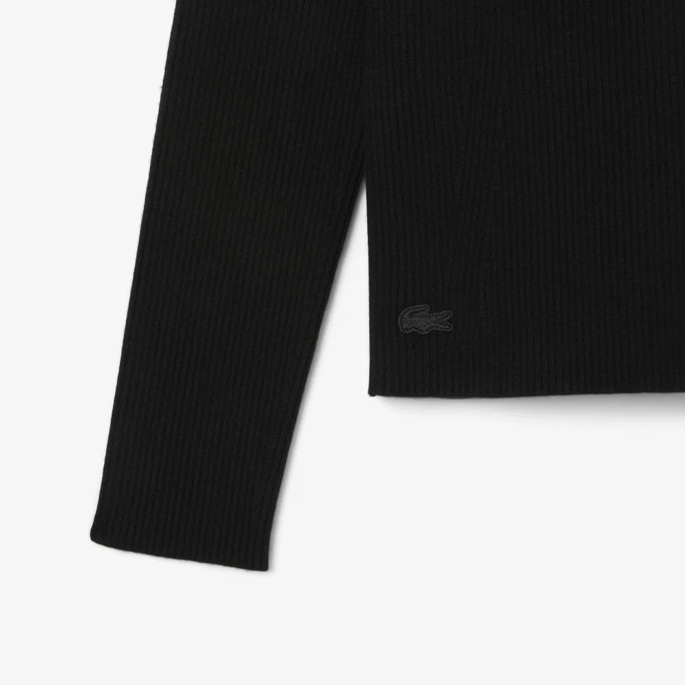 Свитер Lacoste 3D в рубчик с молнией, черный — фото 3
