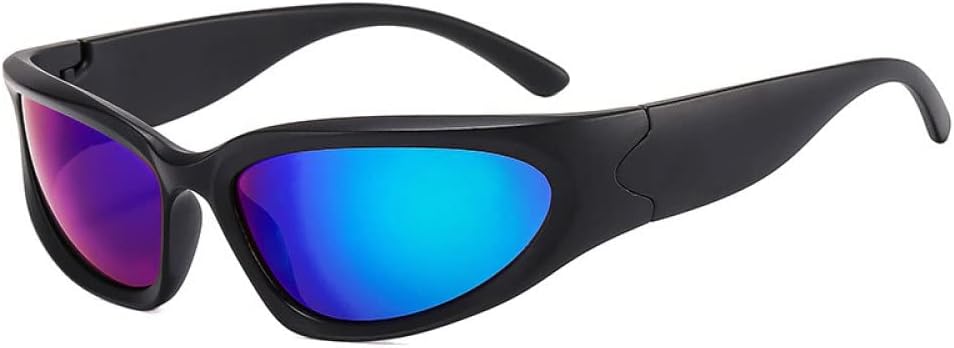 

Солнцезащитные очки в стиле ретро «кошачий глаз» для женщин, цветные зеркальные очки для мужчин, спортивные солнцезащитные очки в стиле панк generic, Black Green Mirror