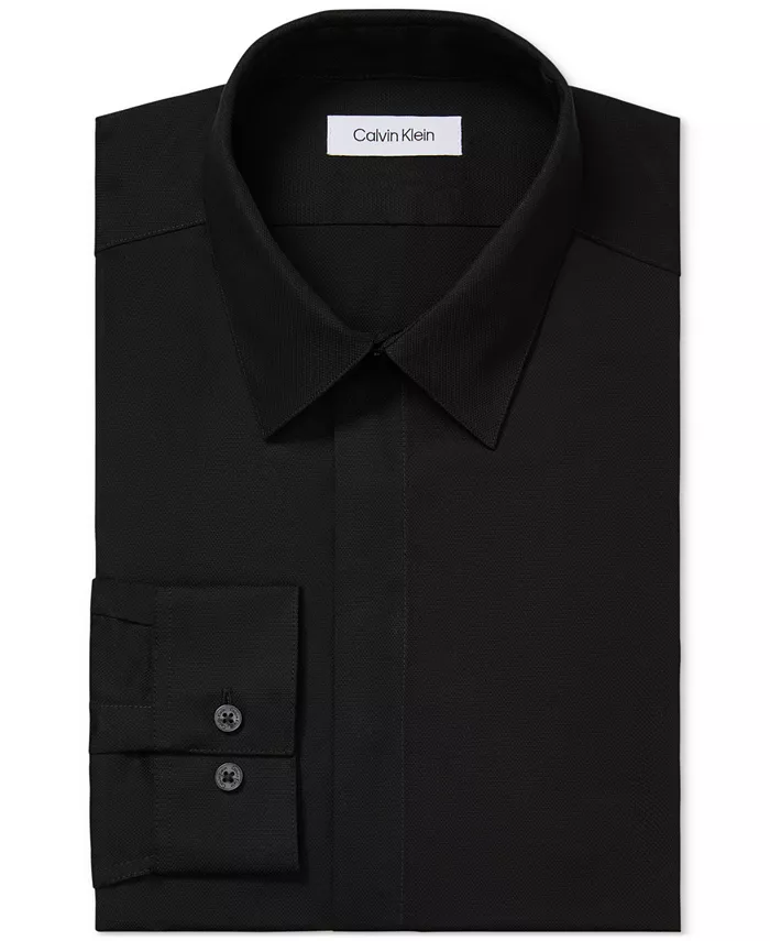 Мужская классическая рубашка Slim-Fit Calvin Klein, черный — фото 3
