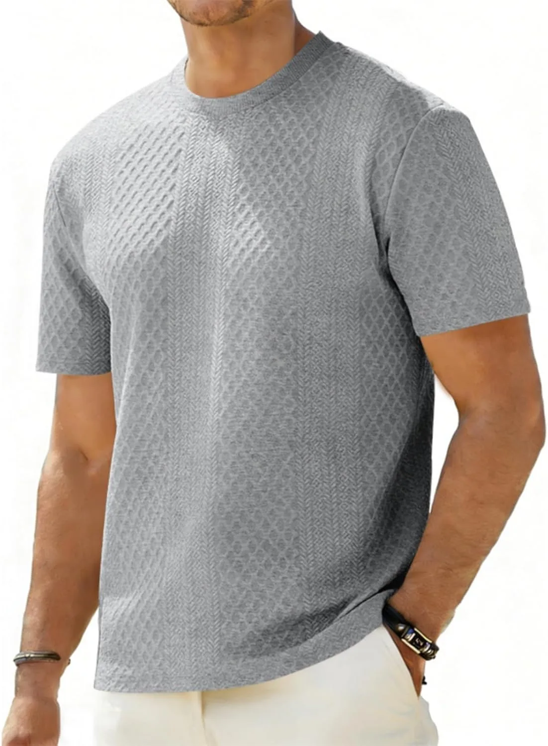 

Мужская футболка с круглым вырезом, короткий рукав, хлопок, однотонная