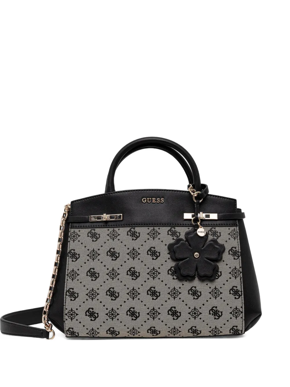 

Сумка-тоут Melinda с монограммой и цветочным брелоком Guess Usa, черный