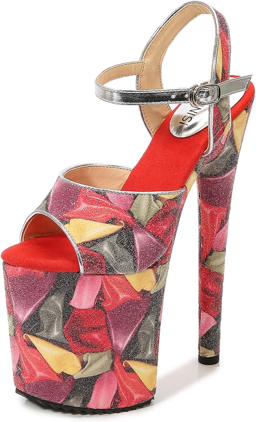 

Женские туфли на высоком каблуке 20 см, шпилька, модель для подиума, сексуальные клубные, мужские псевдомать, обратные стринг-туфли Yekgfud, красный