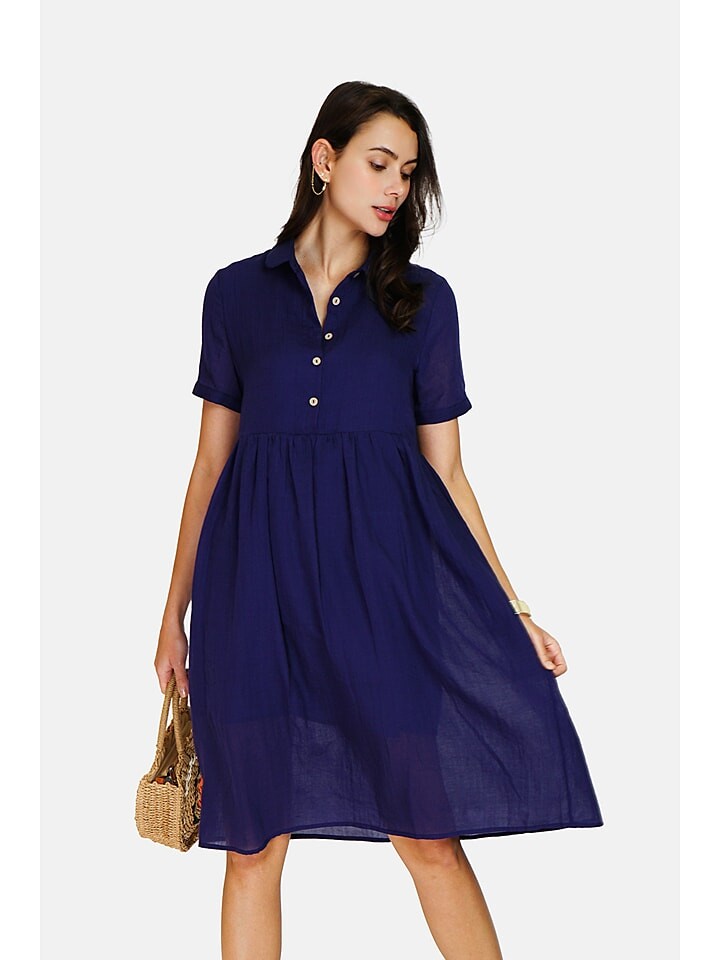 

Длинное платье Le Jardin du Lin Leinen, темно-синий