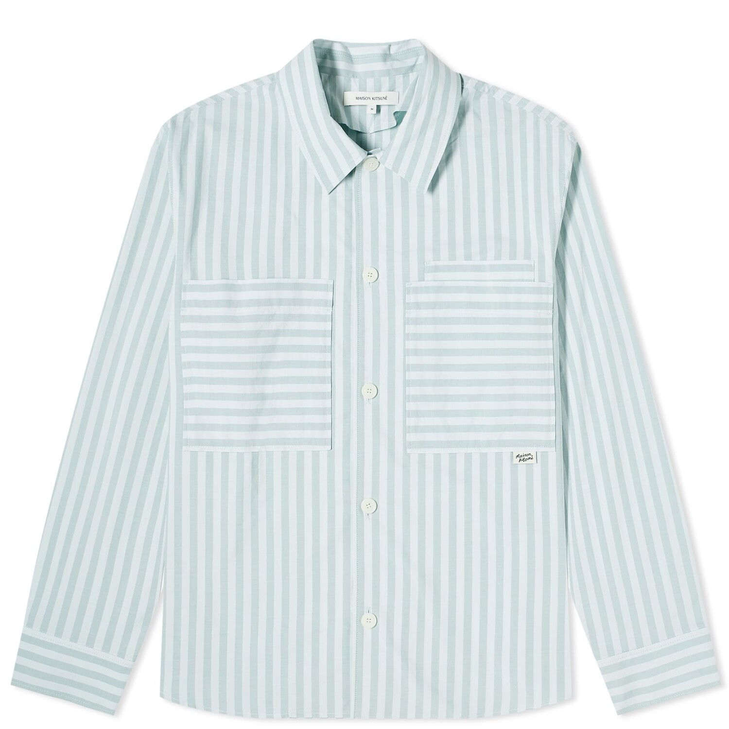 

Рубашка Maison Kitsuné Stripe Pocket Tab Overshirt, цвет Ice Blue Stripe