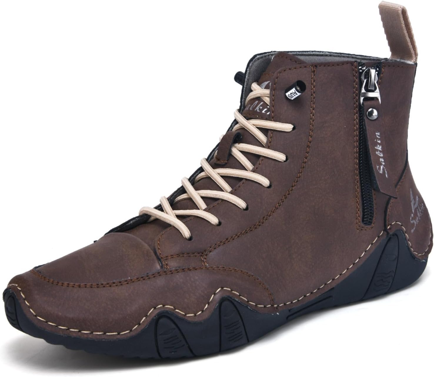 

Мужские походные ботинки на каждый день с эластичными шнурками, толстой подошвой для прогулок и повседневной носки Azttoztto, темно-коричневый