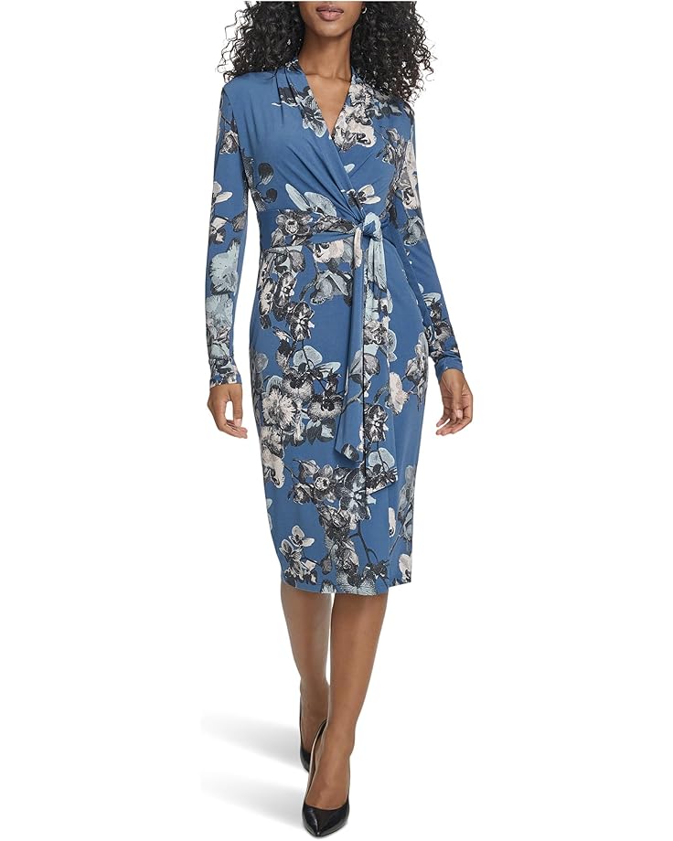 

Женское платье Calvin Klein Ong Sleeve Floral Jersey A-Line, Vintage Indigo/Khaki Multi