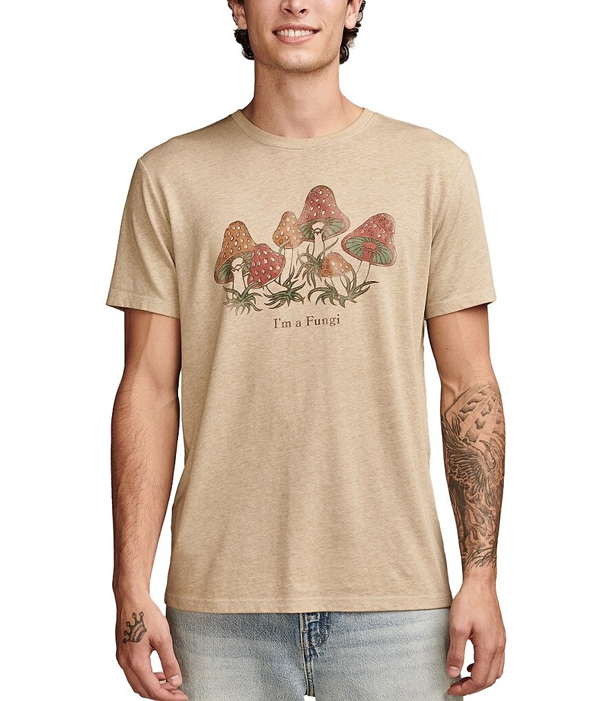 

Футболка свободного кроя с короткими рукавами и рисунком Lucky Brand Fungi, бежевый