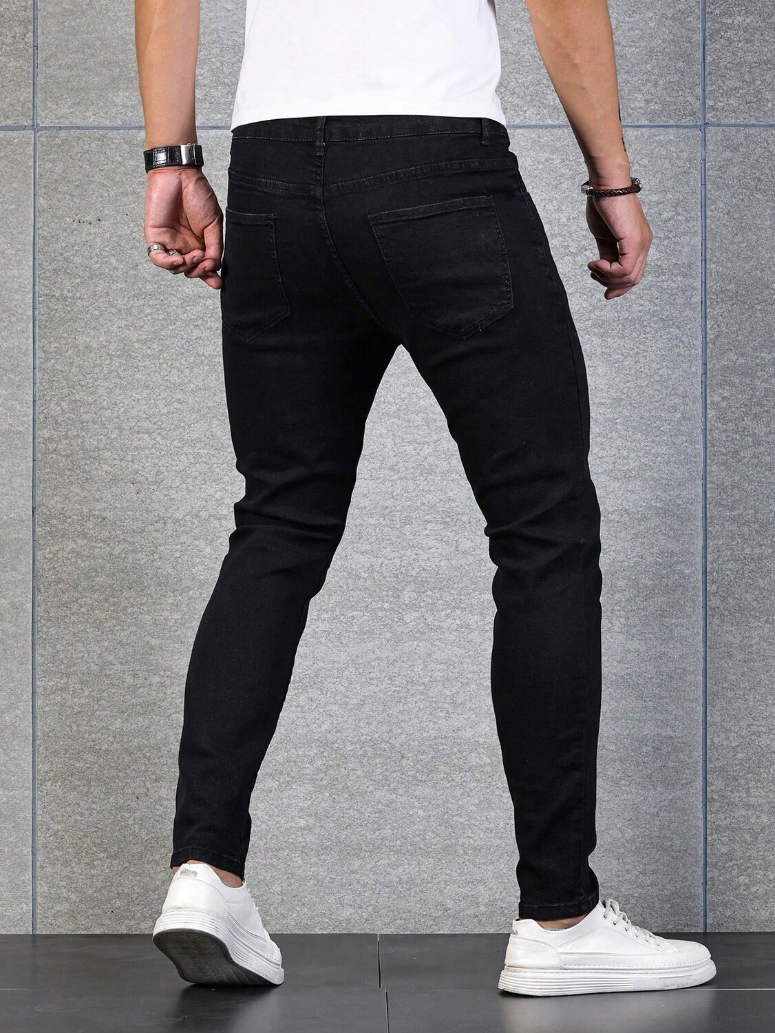 

Мужские джинсы скинни Homme, хлопок, однотонные цвета Manfinity, черный