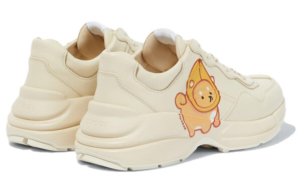 Кроссовки kawaii rhyton leather sneakers 'cream white' Gucci, бежевый — фото 4