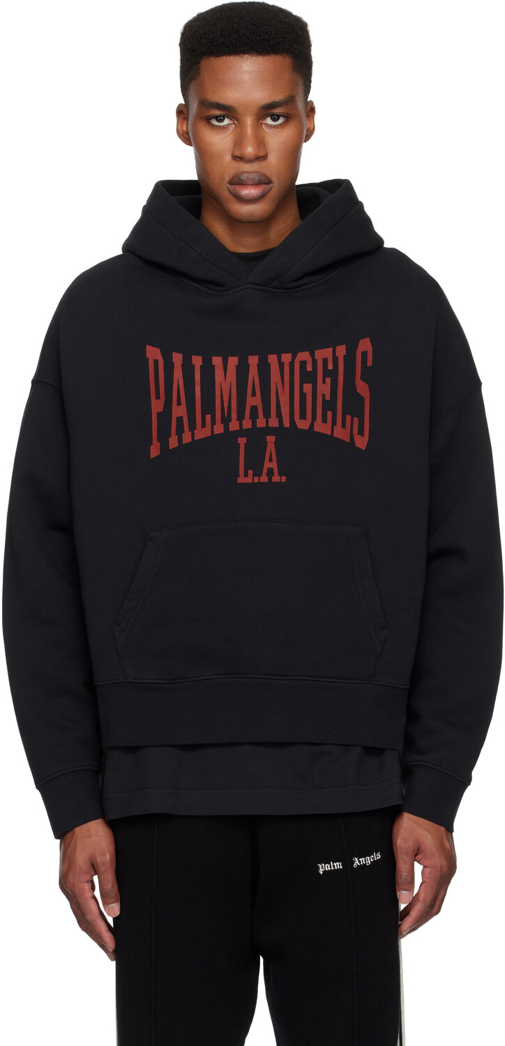 

Черная толстовка с капюшоном колледжа Palm Angels