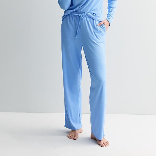 

Женские пижамные брюки с ребристой отделкой и открытым низом Sonoma Goods For Life, New Periwinkle