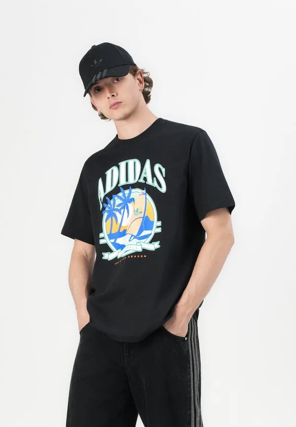 Футболка с ретро-принтом на тему праздников Adidas Originals, Black — фото 4