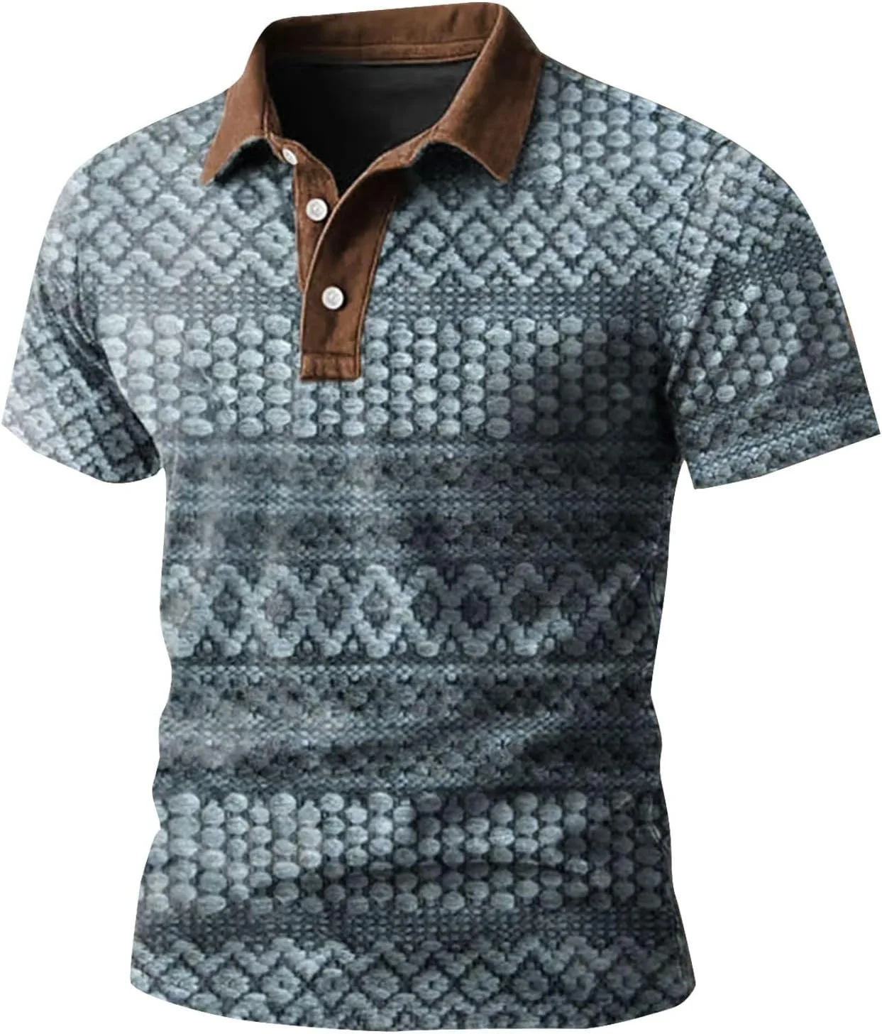 

Мужская поло с V-образным вырезом, вязаная, в полоску, с этническим принтом CAOQAO