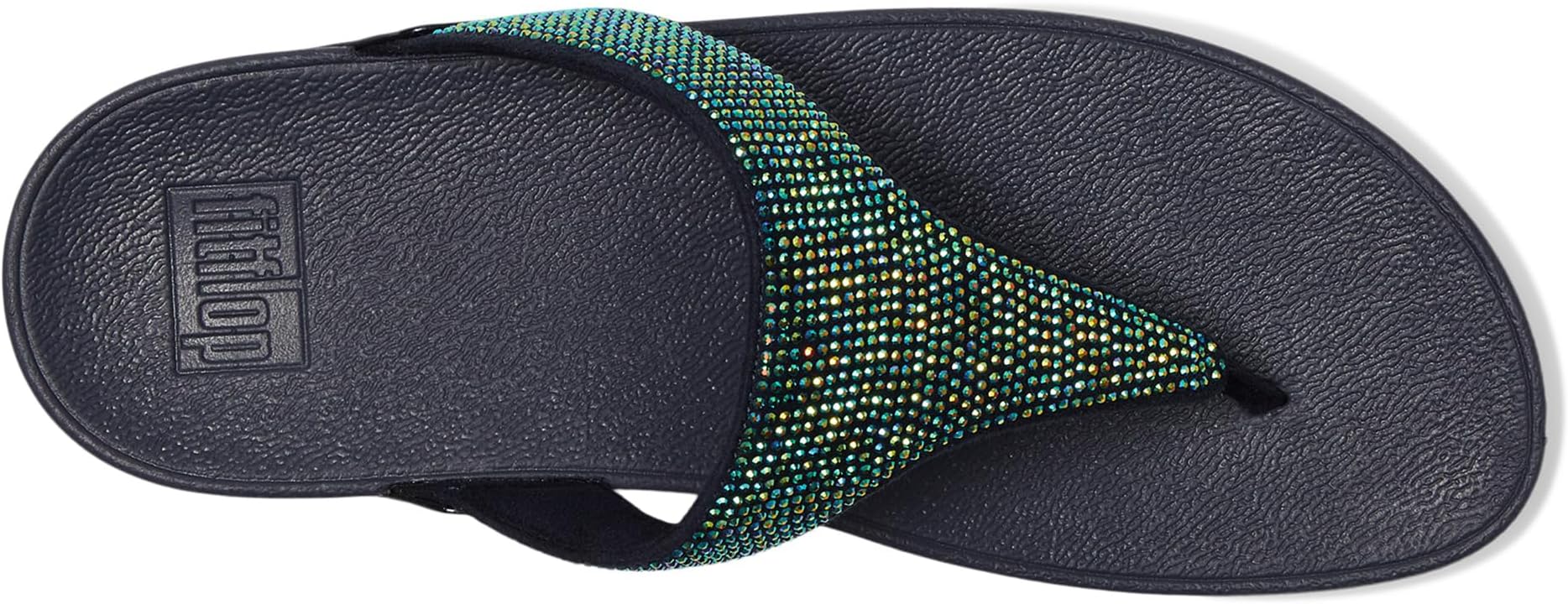 Сандалии FitFlop Lulu Crystal Embellished Toe-Post Sandals, цвет Iridescent Navy — фото 2