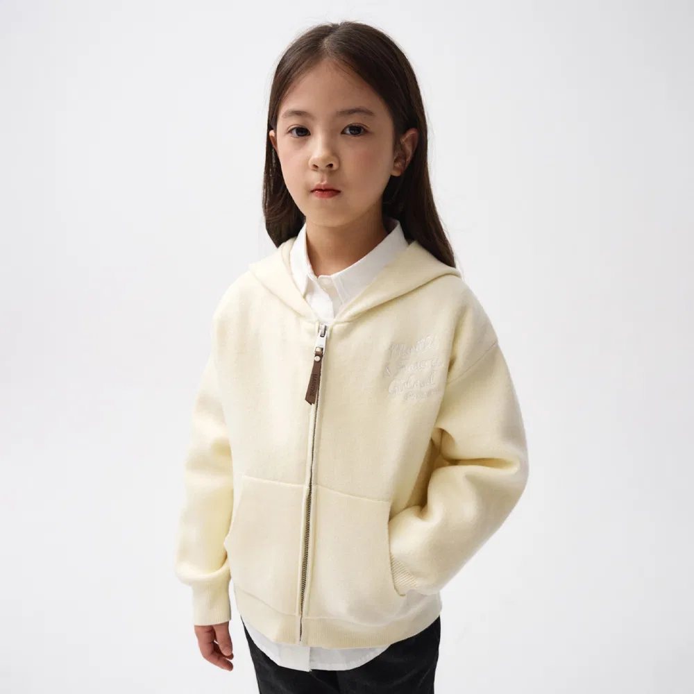 Детская вязаная худи на молнии Marithé Kids цвета айвори