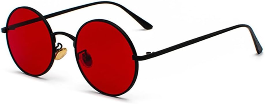 

Круглые панк-солнцезащитные очки для мужчин, классические ретро-очки, овальные солнцезащитные очки для женщин, металлическая оправа, защита от ультрафиолета UV400 VFDHN, Black Red