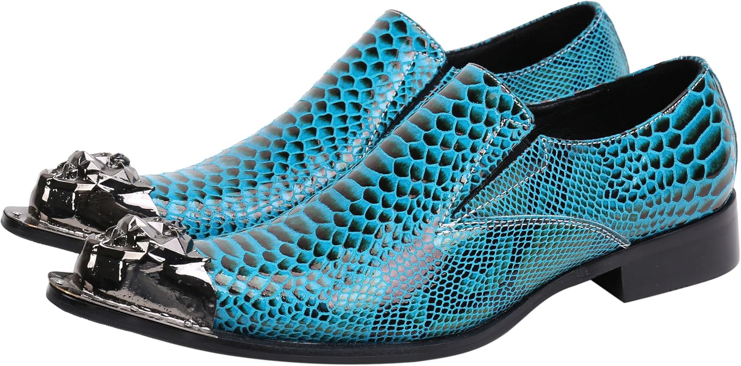 

Мужские лоферы Santimon с острым носком из лакированной кожи, модные, с металлическим наконечником, вестерн стиль, Peacock