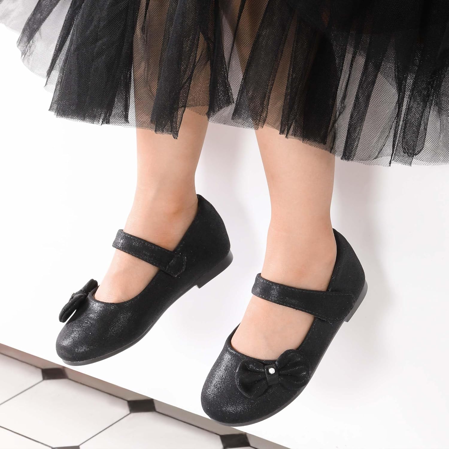 Туфли для маленьких девочек DREAM PAIRS, модель Mary Jane, балетки с бантиком для школьной формы, черный — фото 2