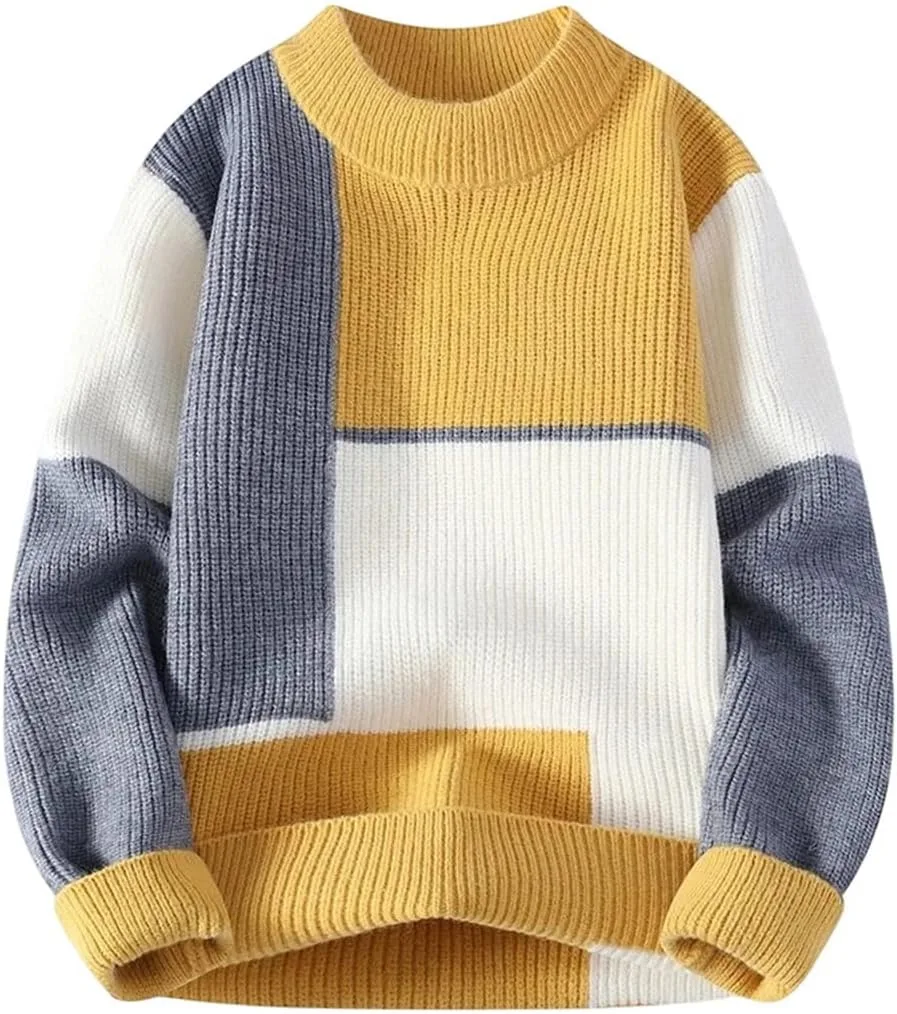 

Мужской свитер с цветными блоками, легкий и свободный