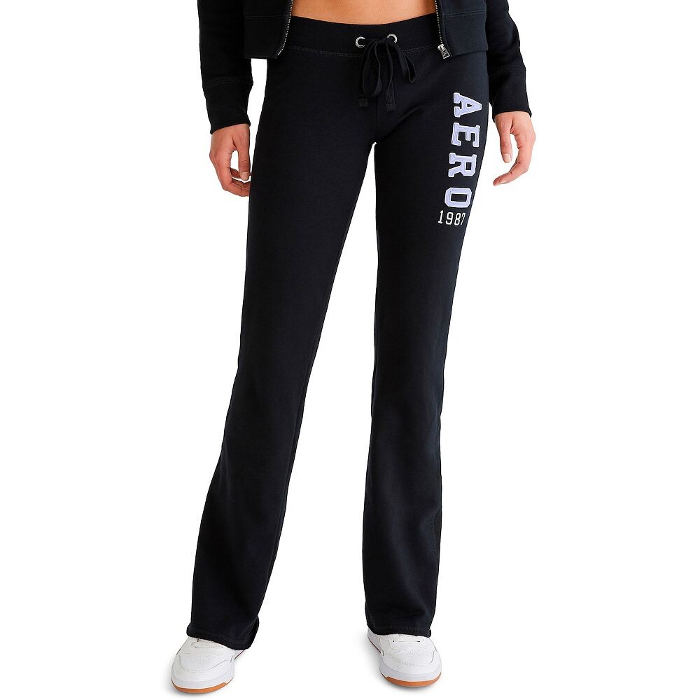 

Расклешенные спортивные штаны Aeropostale для юниоров с низкой посадкой, цвет Dark Black