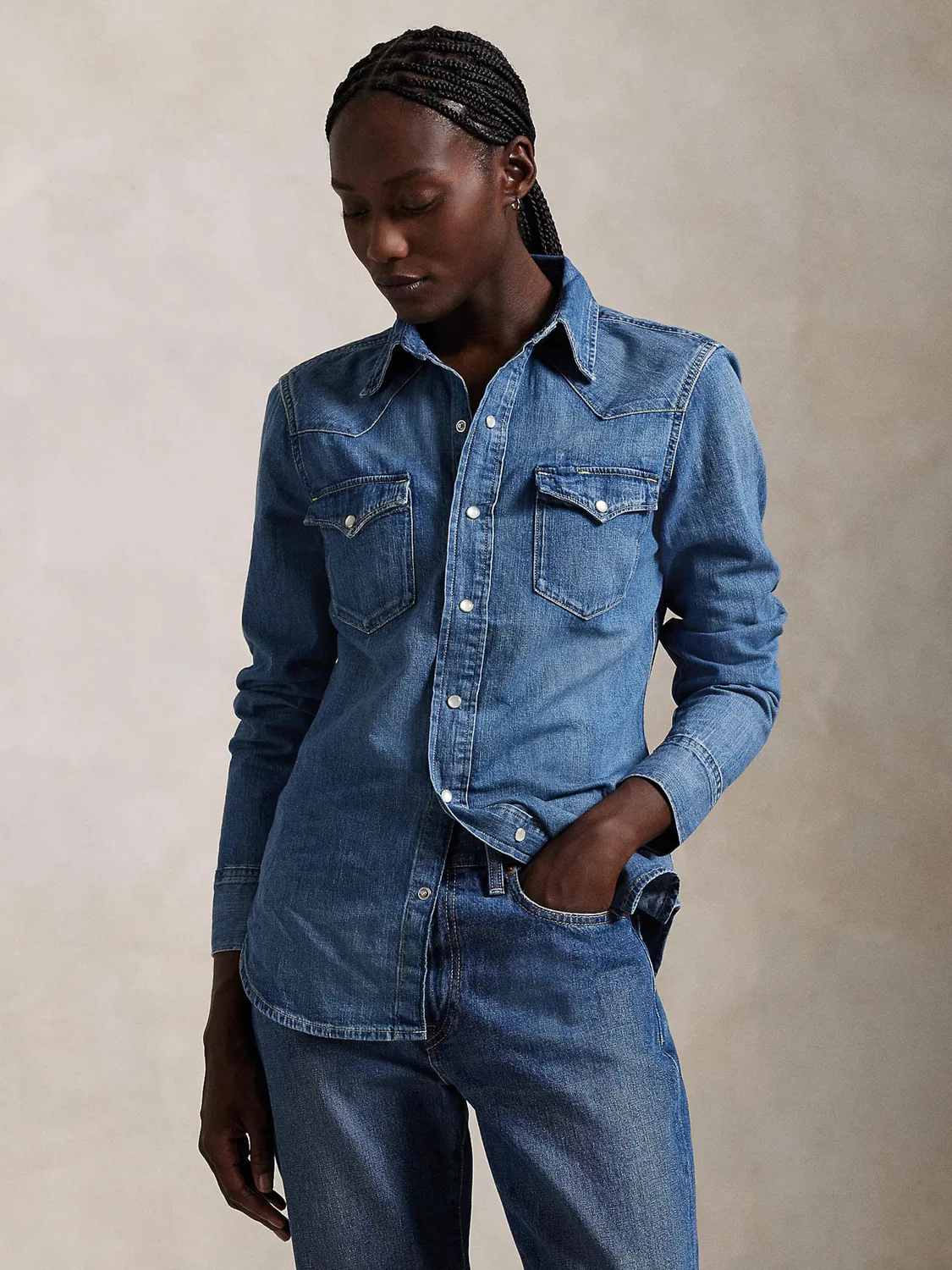 Блузка Polo Ralph Lauren из синей джинсовой ткани — фото 2