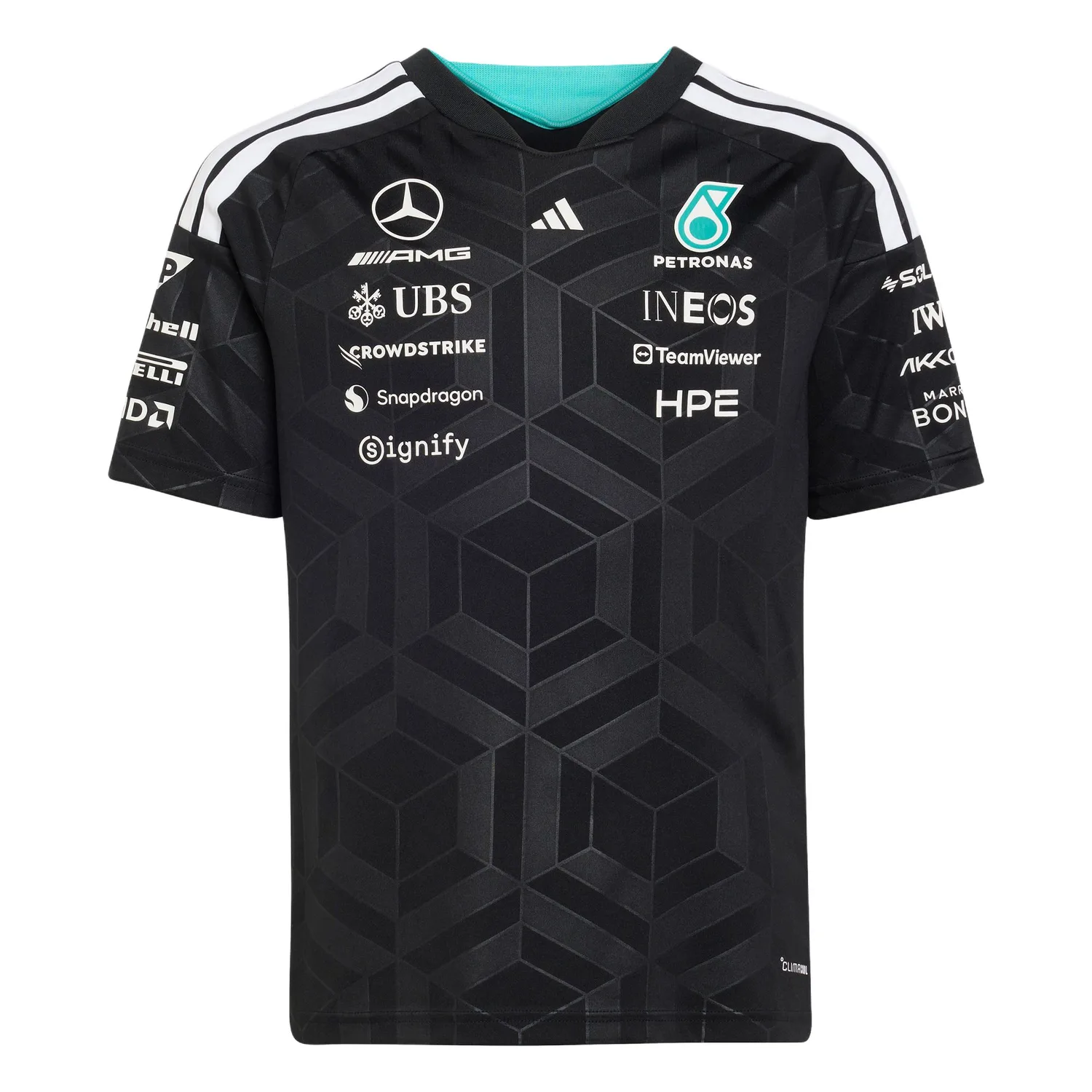 Футболка для детей быстросохнущая Mercedes AMG Petronas Formula 1 Team Adidas, черный
