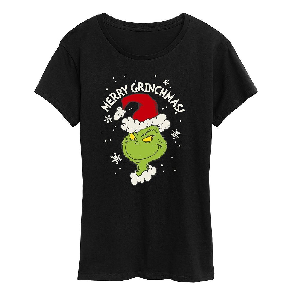 

Женская футболка с рисунком Dr. Seuss The Grinch Merry Grinchmas Licensed Character, черный