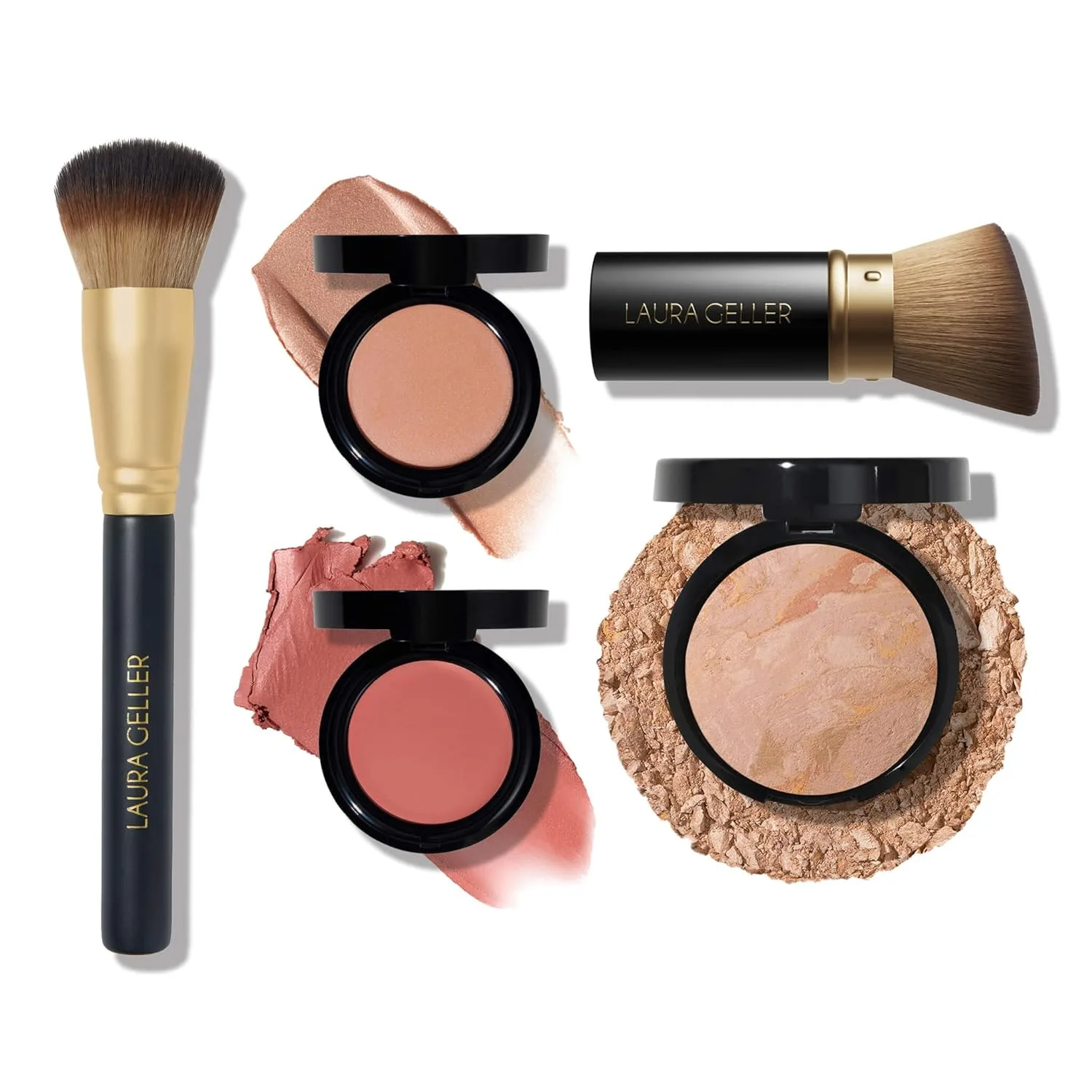 LAURA GELLER The Wonder Balm Heroes Kit (5 предметов) - увлажняющий бальзам для лица + выдвижная кисть kabuki + Wonder Brush + тональная основа Baked Balance-n-Brighten оттенок fair, beige