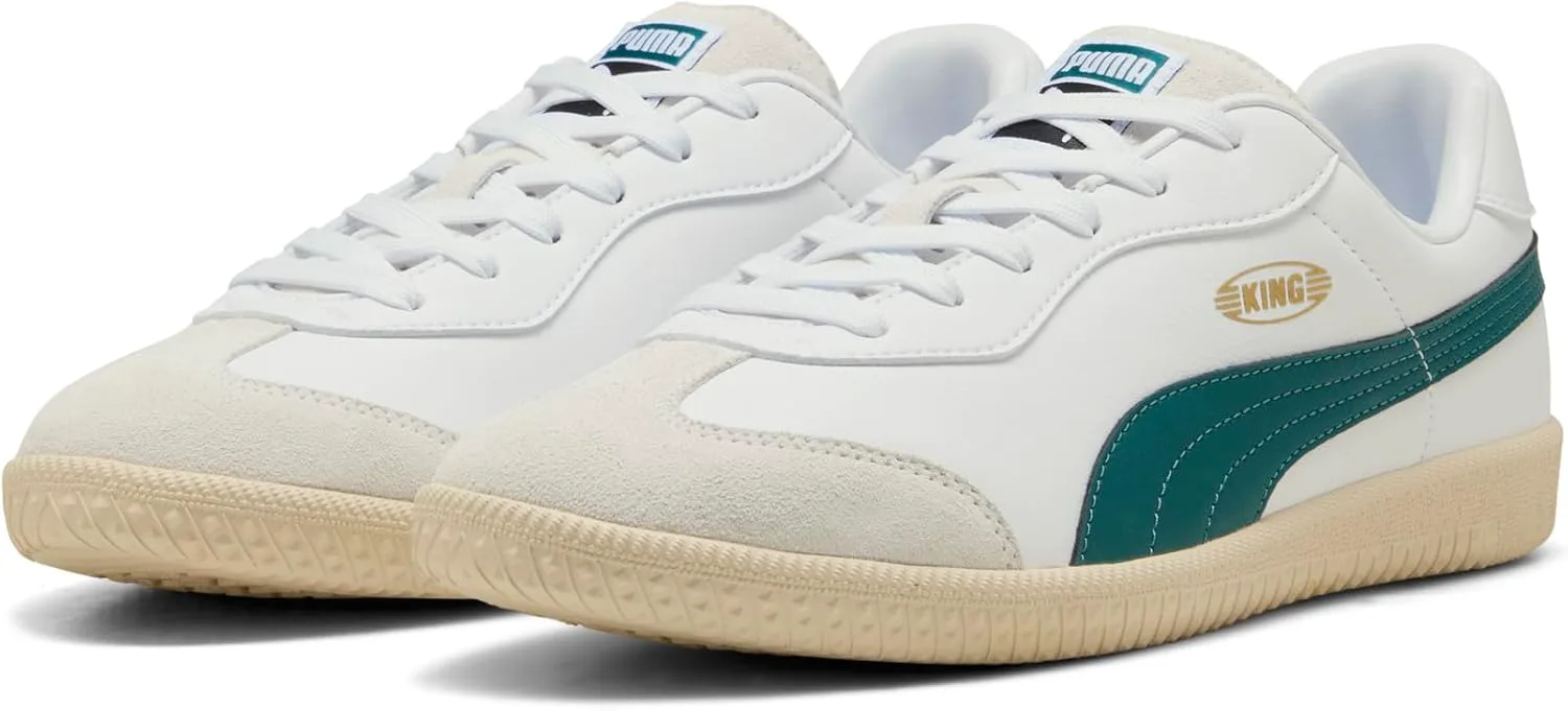 Мужские футбольные тренировочные кроссовки Puma King 21 для игры в помещении, белый/изумрудный/красный — фото 2