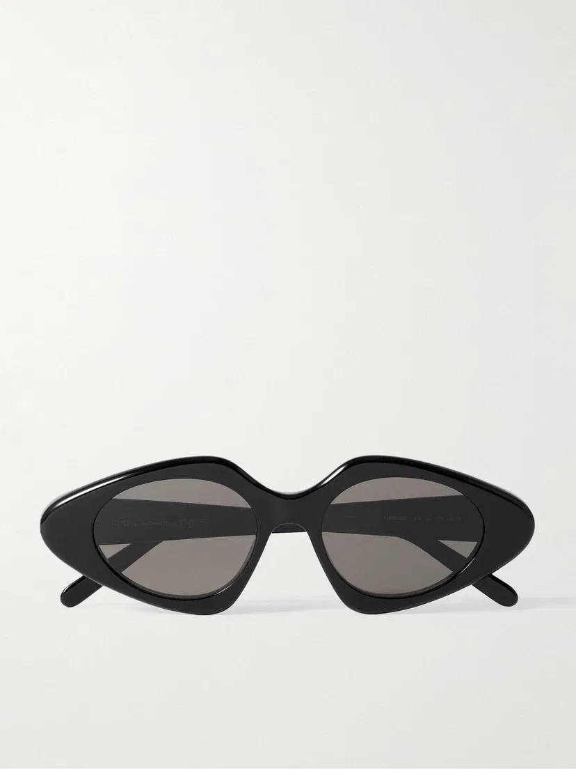 Тонкие солнцезащитные очки из ацетата в форме «кошачий глаз» LOEWE EYEWEAR, черный