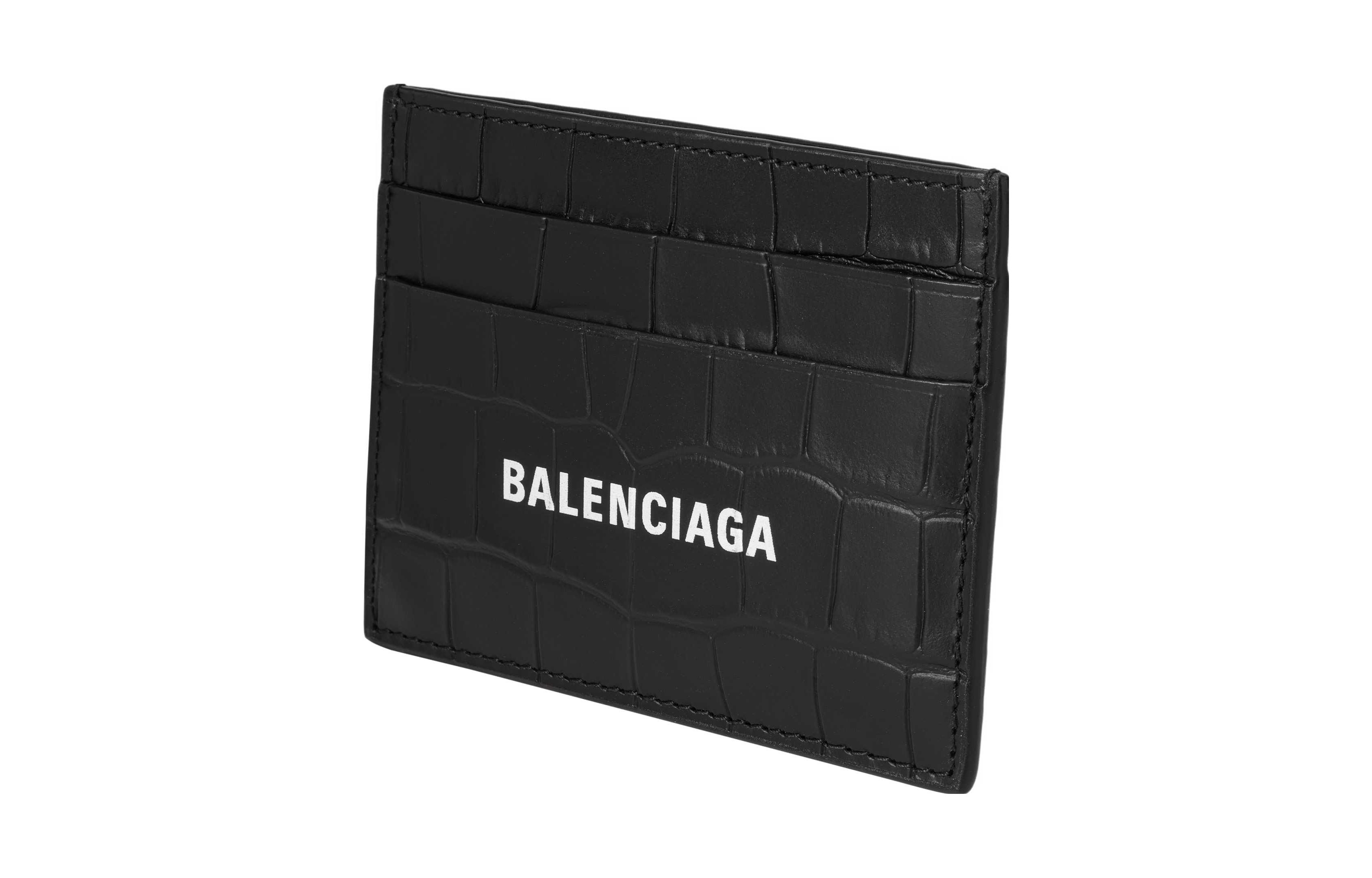 Держатель для банковской карты с тиснением под крокодила черный Balenciaga — фото 2