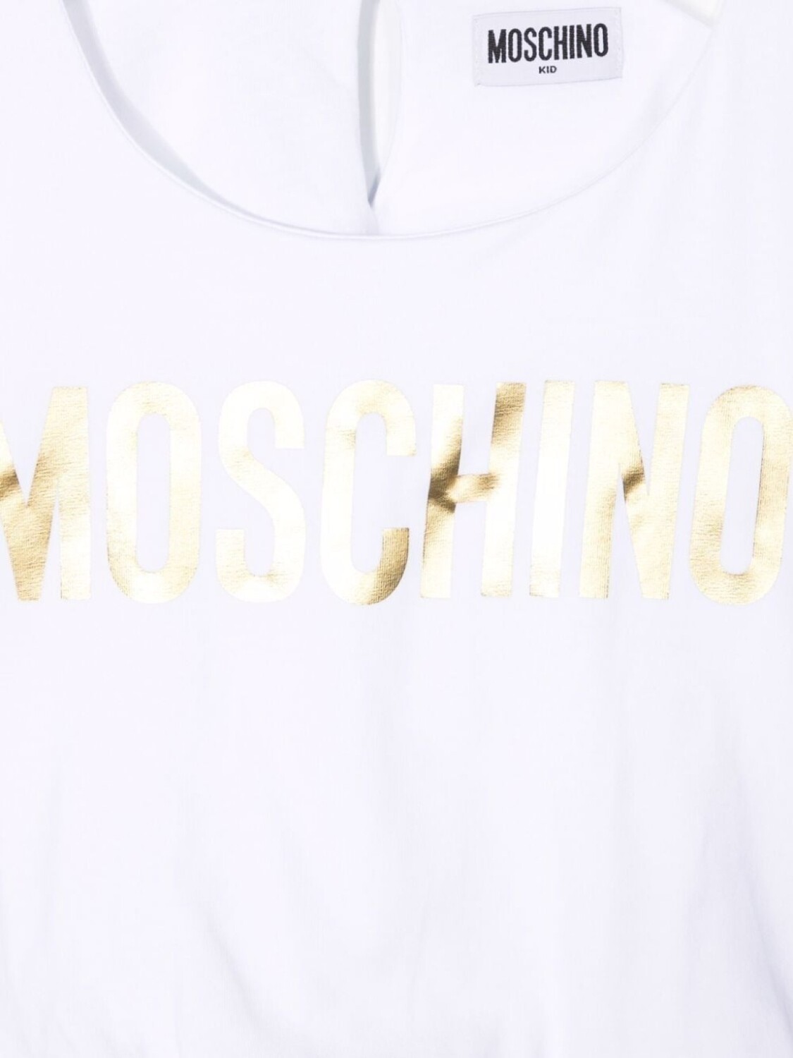 Moschino Kids укороченная футболка с логотипом, белый — фото 3