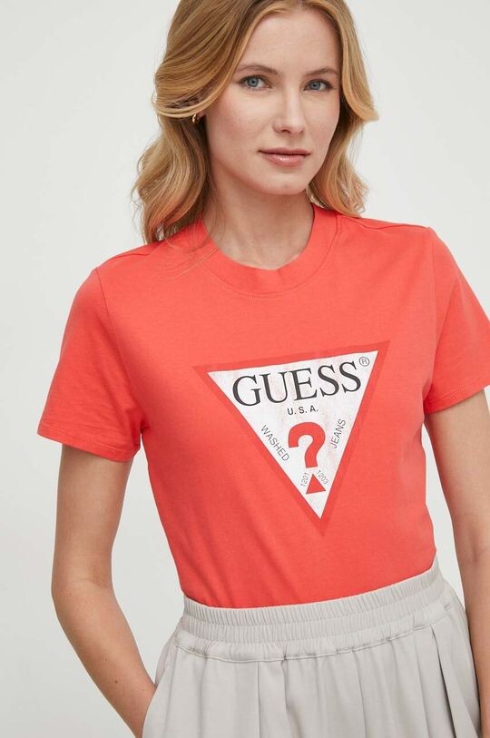

Хлопковая футболка Guess, красный