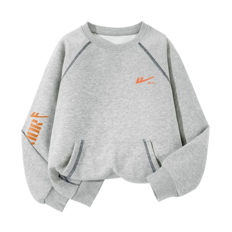 Детский свитшот с круглым вырезом WARRIOR, Gray/Orange Red Label Silicone K+H Orange Label Right Sleeve K