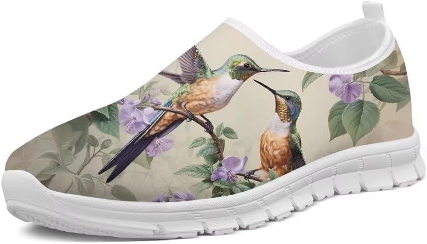 

Женские прогулочные кроссовки Forchrinse Bee, мужские слипоны, поддержка свода стопы, мягкие и комфортные лоферы, легкие, для путешествий, работы и спортзала, Retro Hummingbird Floral