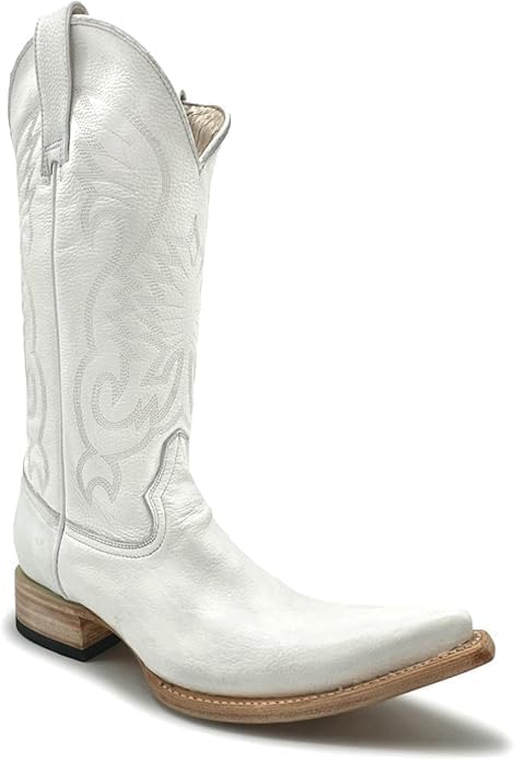 

Мужские белые ковбойские сапоги из натуральной кожи с заостренным носком Generic