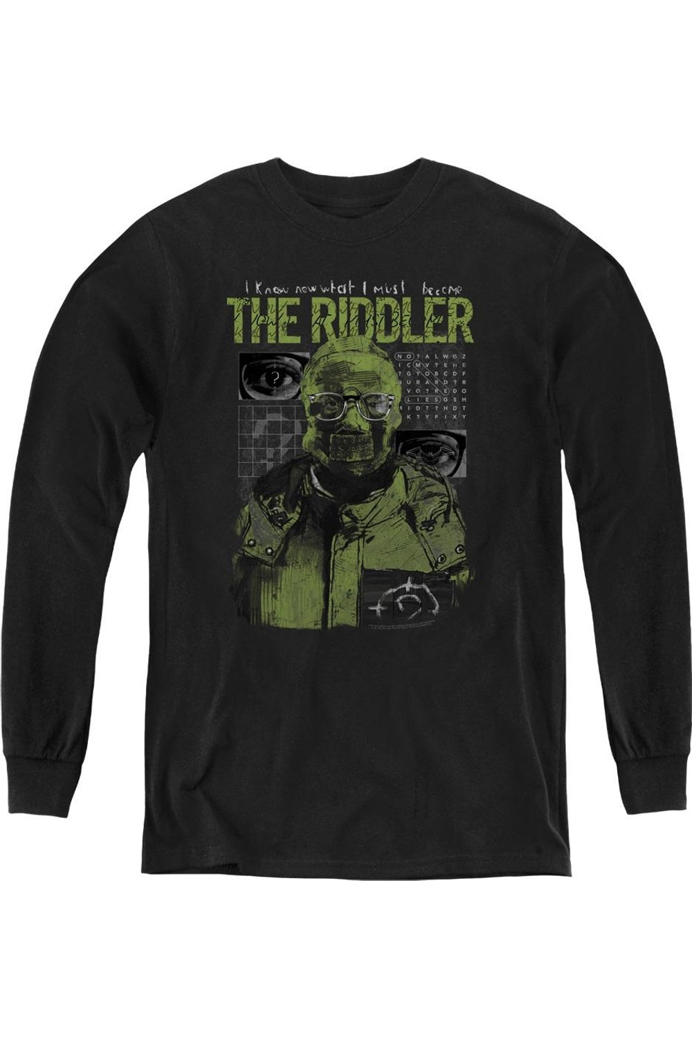 

Детский худи с длинным рукавом и иллюстрацией Загадочника из фильма «Бэтмен» (2022) Gildan, черный