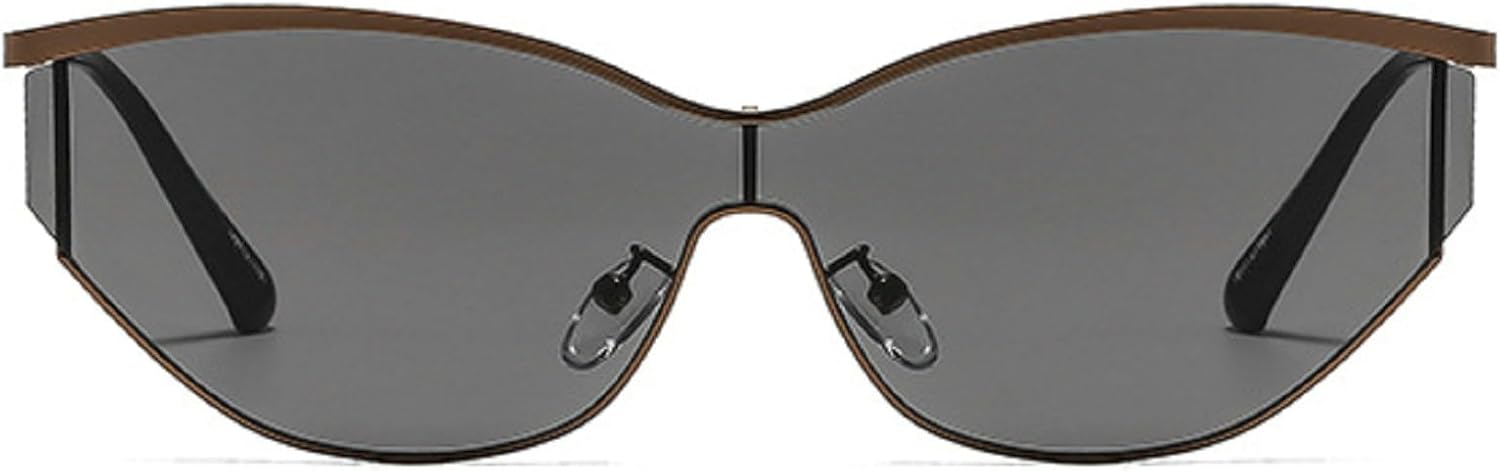 

Модные солнцезащитные очки «кошачий глаз» для женщин, модель 2025, роскошная металлическая оправа, винтажные очки для путешествий, защита от ультрафиолета UV400 mincl, Brown Black