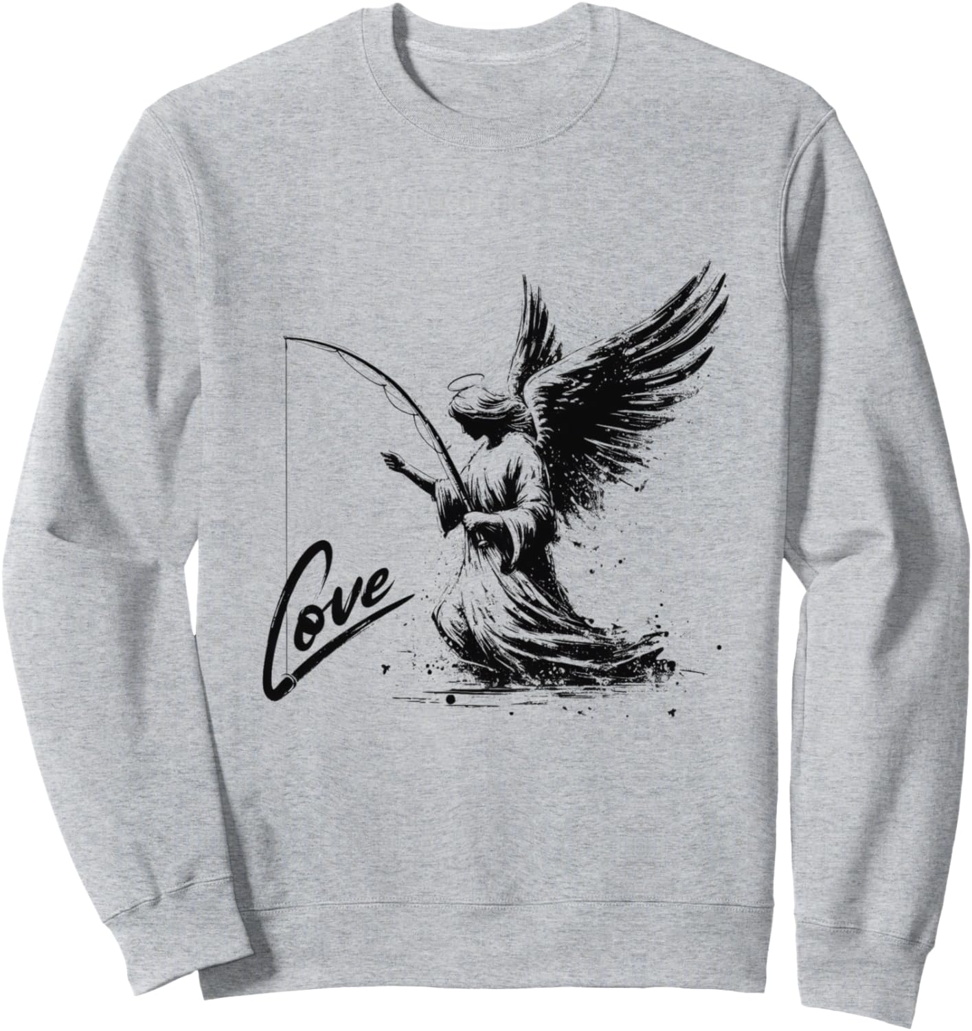 

Ангел с удочкой, надпись «любовь», романтический мотив, толстовка Engel Und Liebe Designs Von Drosoman, серый