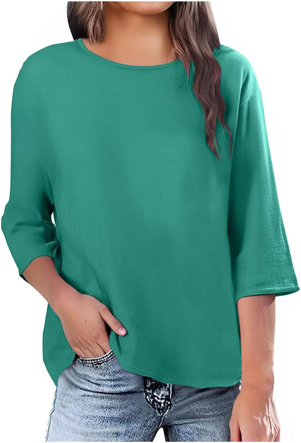 

Женская футболка с круглым вырезом и короткими рукавами из льна, свободного кроя, для весны и лета AKTCVVJ