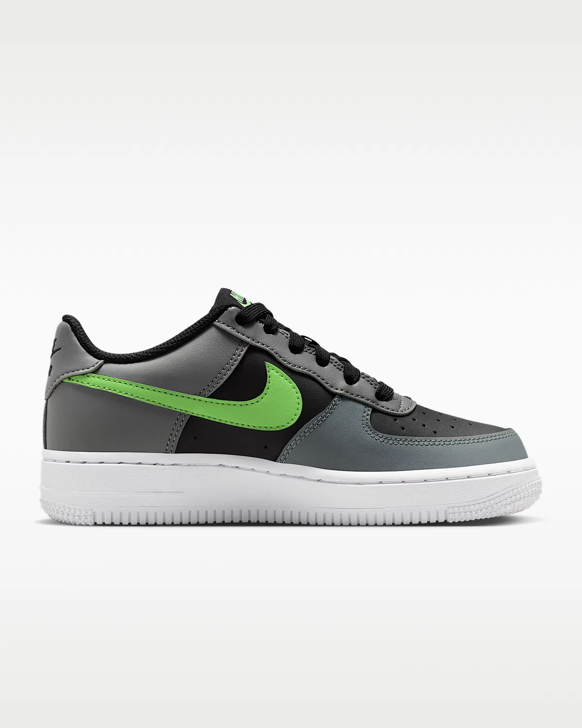 Детские кроссовки Nike Air Force 1, Black/Smoke Grey/White/Lime Blast — фото 3