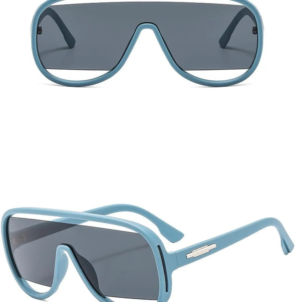 

Модные ретро-солнцезащитные очки-комбинезон для женщин и мужчин, большие, роскошные, с градиентным затемнением и защитой от УФ-излучения UV400 TKKTLLT, Black Blue