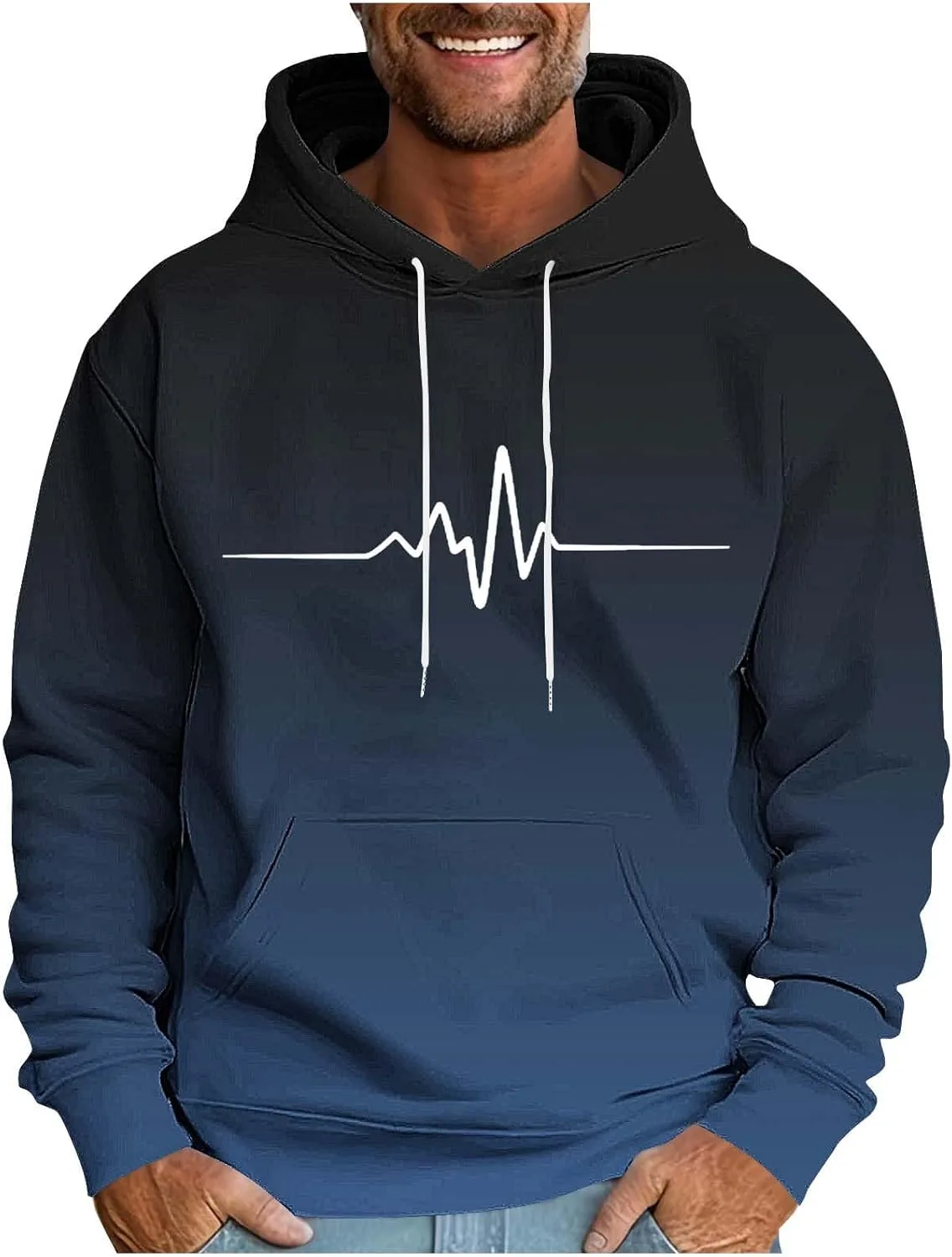 

Мужской худи оверсайз с флисовой подкладкой и градиентным принтом