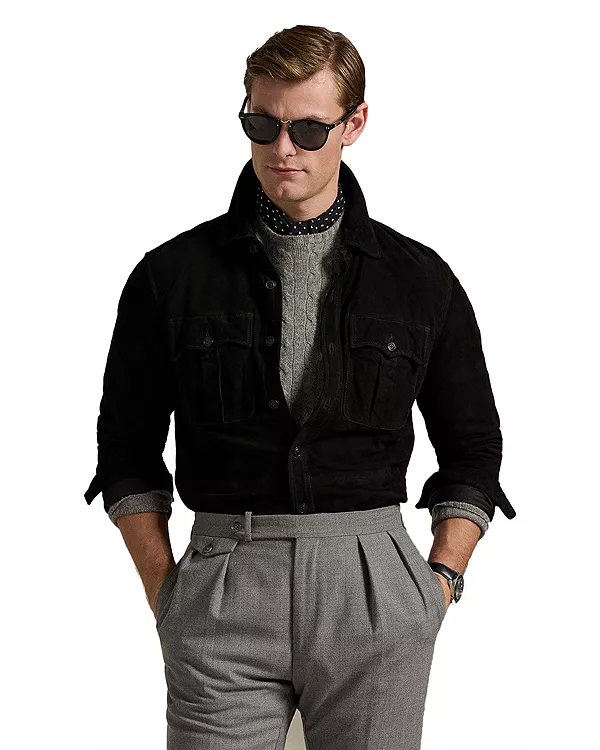 

Замшевая рубашка-куртка в стиле милитари Polo Ralph Lauren, черный