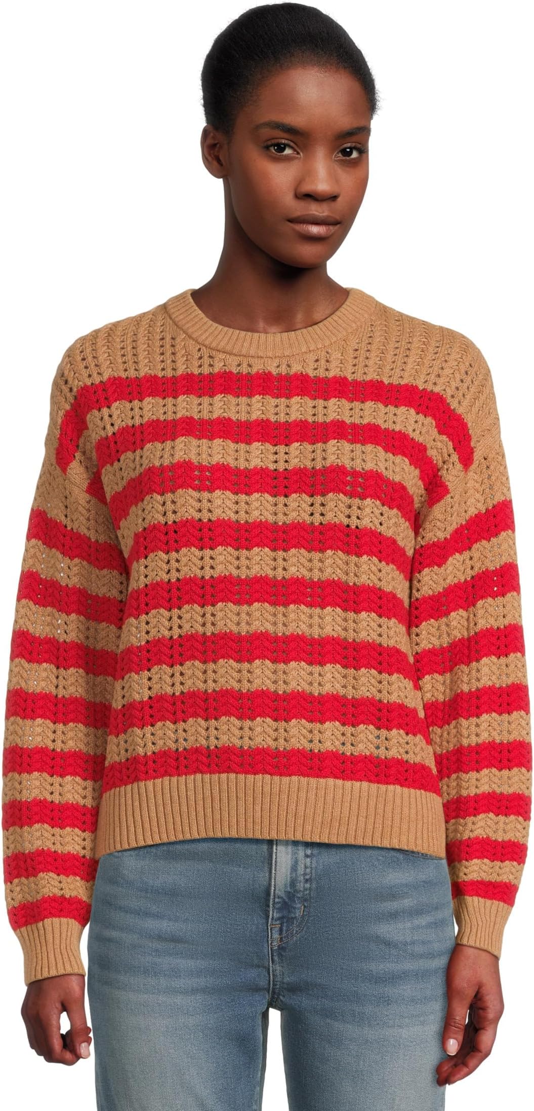 

Свитер Lilla P Stripe Stitch Sweater, цвет Acorn/Scarlet